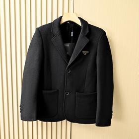 谱拉达PRADA2025秋冬季三角标商务休闲羊毛呢西服外套