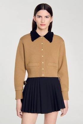 amadella 美拉德色时尚撞色休闲针织短款外套 21431