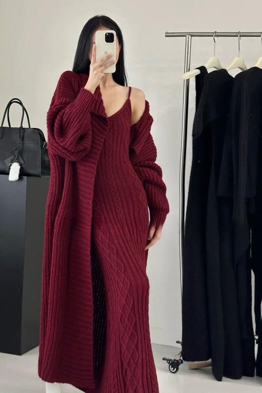 ELLA JADE 轻熟气质风修身显瘦针织长款吊带连衣裙 21426 商品图1