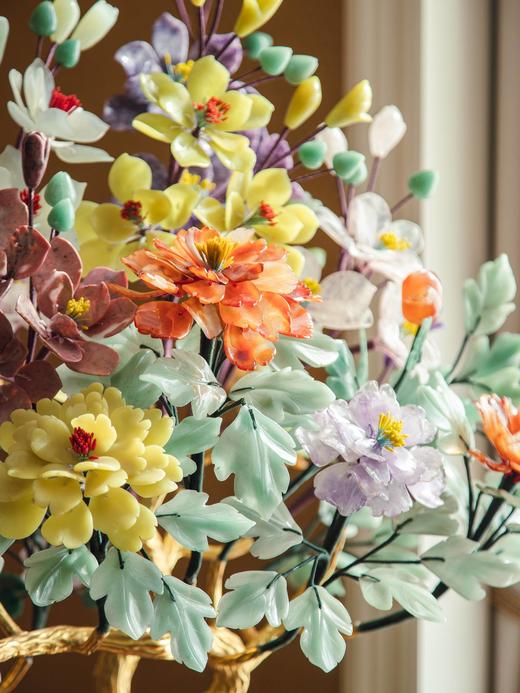 【已售】独角鹿西洋古董20世纪中国出品传统宝相花纹景泰蓝盆装饰「玉堂富贵」主题珍宝像生盆景一对 商品图2