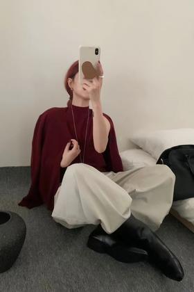 LNNNS 酒红色针织背心开衫两件套装 21456