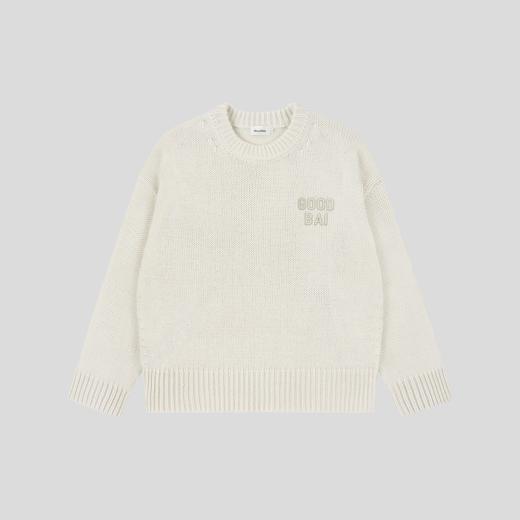 GOODBAI 粗体logo贴布绣圆领纯色经典针织毛衣 商品图1