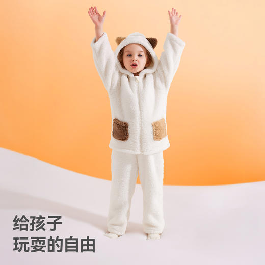 贝肽斯睡衣儿童双面绒2025新款珊瑚绒a类亲子装家居服套装保暖加厚 商品图5