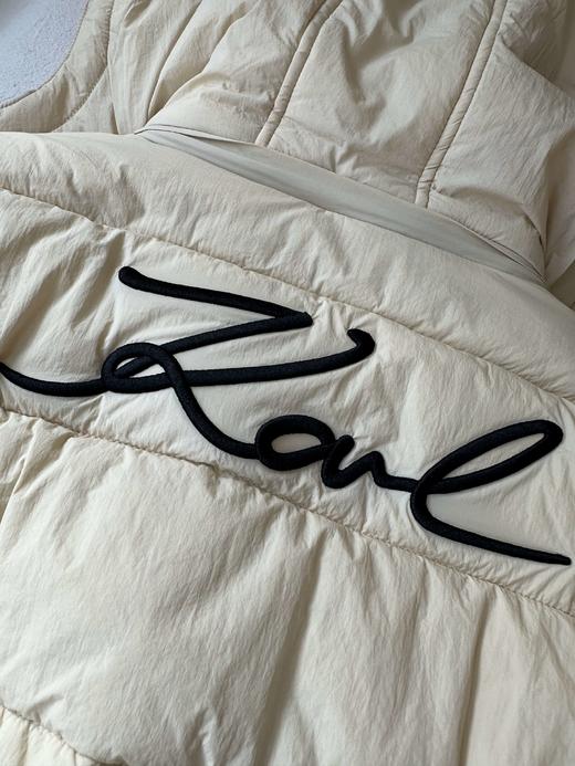 贝壳三 刺绣字母立领连帽中长款松紧收腰可拆卸帽棉服C111204 商品图8