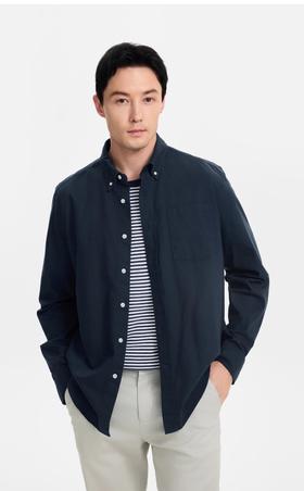 【春上新】【9.5折】2楼AIGLE艾高2024早秋新品户外休闲纯棉男士简约长袖衬衫上衣吊牌价1000现价950