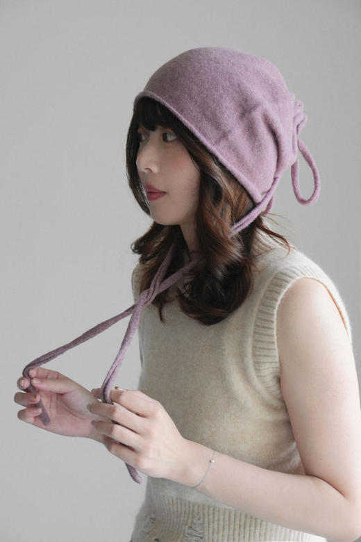 Kreuzzz 25AW 芋紫色/浅灰棕/苔藓色极细羊驼毛Lori抽绳冷帽 商品图2