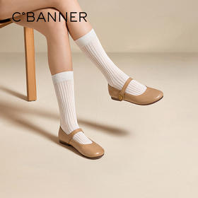 千百度低跟羊皮玛丽珍鞋女平底小香风晚晚风浅口单鞋A25468859