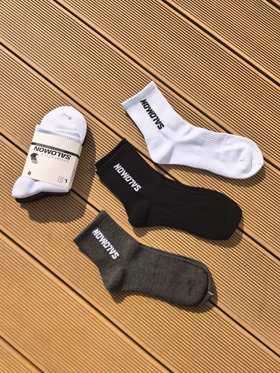 毒家！ 纯原！ 萨l蒙男女同款 运动休闲中性中筒袜  sa中筒袜黑白灰