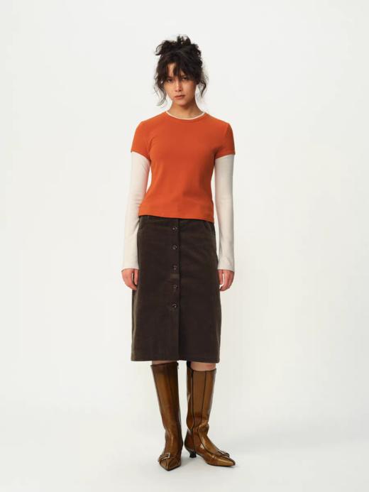 Evistub girls/E-5DBQ1217/复古灯芯绒中腰直筒半身裙 商品图2