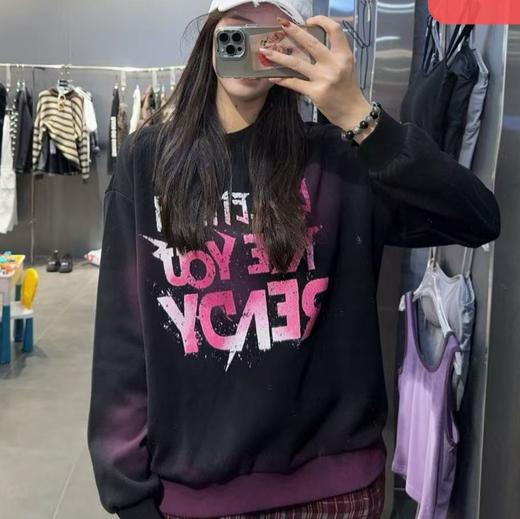 NC圆领撞色喷漆字母印花卫衣50804(黑）秋季253031290321 商品图0