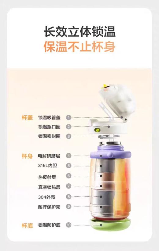 babycare猫头鹰保温杯300ml-450ml光电青/未来暮黄/BBC-16821/BBC-16838/BBC-16845/BBC-16852 商品图5