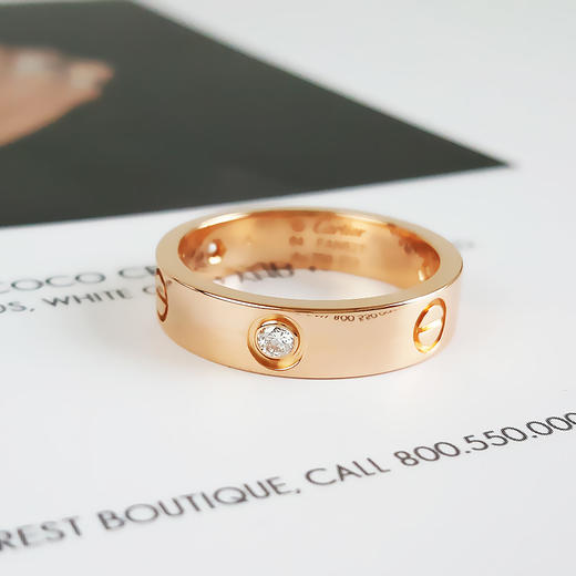 【95新】Cartier卡地亚LOVE系列B4087564 18K玫瑰金宽版三钻戒指64圈号 现售价：11500元！  191025TJ54 商品图2
