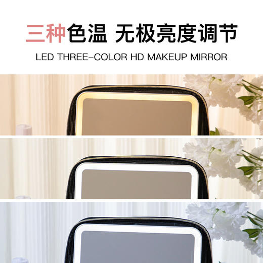 网红化妆包带镜子LED灯大容量便携化妆箱多功能分区分层手提包包 商品图1