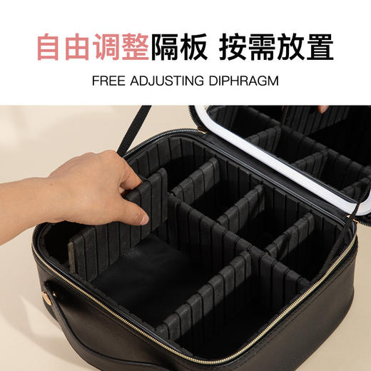 网红化妆包带镜子LED灯大容量便携化妆箱多功能分区分层手提包包 商品图2