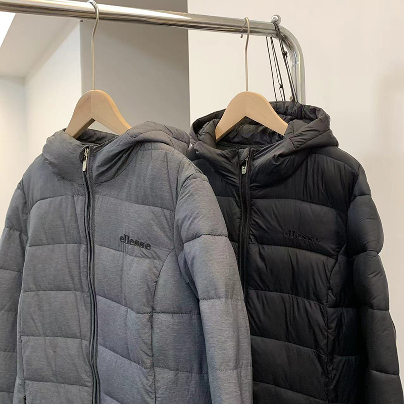 纯元！好货！出口订单余！ellesse中长款连帽棉衣！