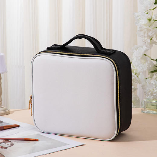 网红化妆包带镜子LED灯大容量便携化妆箱多功能分区分层手提包包 商品图8