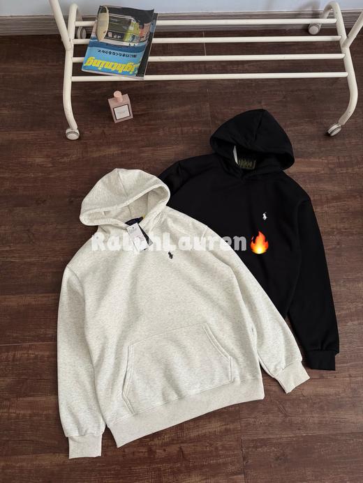 拉夫劳伦经典马球刺绣连帽无抽绳加绒加厚卫衣男女同款 商品图0