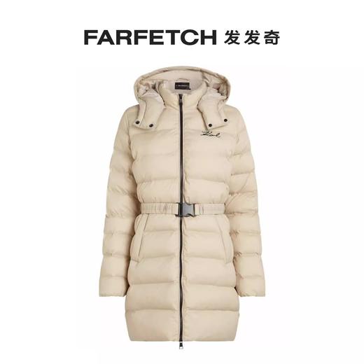 贝壳三 刺绣字母立领连帽中长款松紧收腰可拆卸帽棉服C111204 商品图6