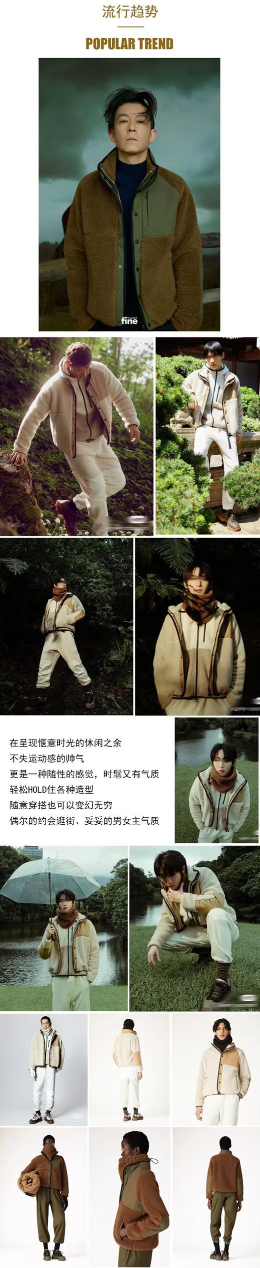 LP外贸订单抓绒男女同款摇粒绒拼接立领保暖夹克外套 商品图13