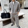 【富春山居套装】2025男士冬季简约时尚休闲老钱风半拉链设计款男士立领假两件卫衣长裤套装 商品缩略图0