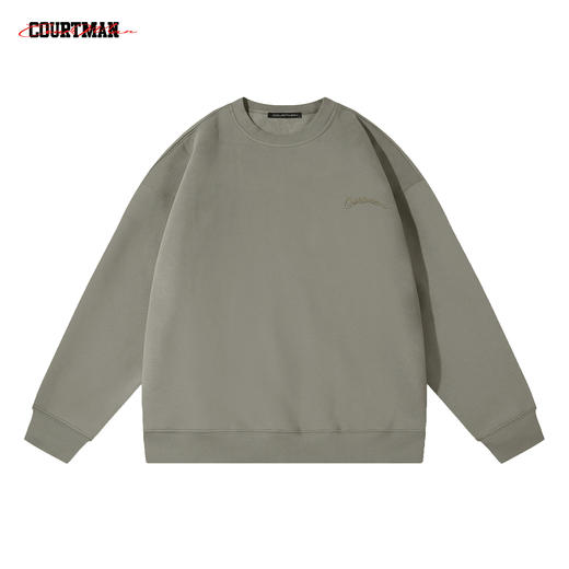 COURTMAN野球帝 经典Logo圆领卫衣秋冬加绒加厚男女休闲运动上衣 商品图3