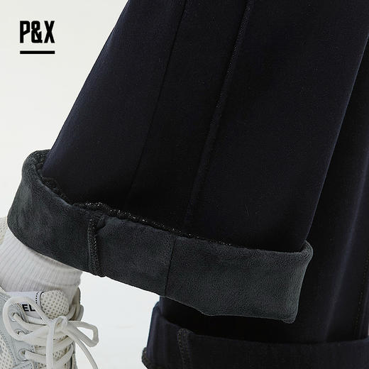 P&X设计师女装2025冬季加绒复古阔腿裤牛仔长裤825410162 藏蓝 商品图3