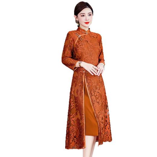 AHM thfs9560妈妈装连衣裙改良新中式蕾丝旗袍 商品图4