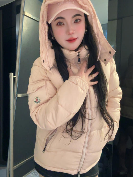 Mon&clerMaire系列 纯色可脱卸帽宽松拉链长袖羽绒服 商品图3