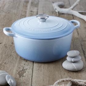 酷彩珐琅铸铁锅24cm圆形汤锅水晶蓝