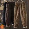 C063-6896 2025冬季复古全棉夹棉棉裤松紧腰显瘦哈伦裤保暖加厚休闲长裤 商品缩略图0
