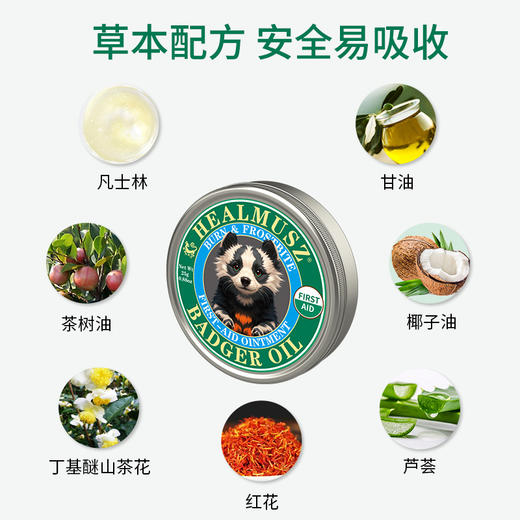 【超值4罐装】德国品牌 HEALMUSZ 獾油烧伤冻伤膏 草本配方 长效修护 25g*4罐 商品图3