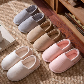 【BAIDAMA 包跟毛绒棉拖】全包跟加厚 男女同款 加绒秋冬季 冬天厚底保暖棉鞋 防滑室内居家