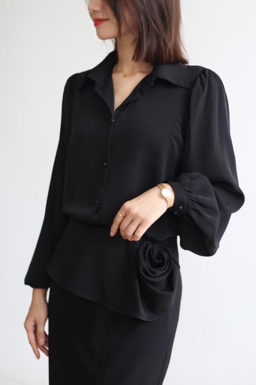 ESTELLICA 黑色经典气质显瘦垂顺衬衫 21471 商品图3