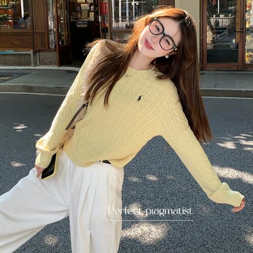 麻花肌理小马针织衫，安迪绒羊毛混纺，松软舒适 商品图3