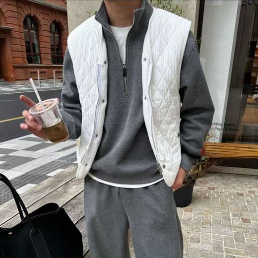 【富春山居套装】2025男士冬季简约时尚休闲老钱风半拉链设计款男士立领假两件卫衣长裤套装 商品图6