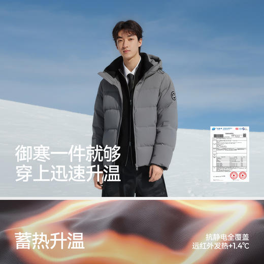 森马羽绒服男冬季90绒子防风三防外套2025新款户外通勤连帽面包服 商品图3