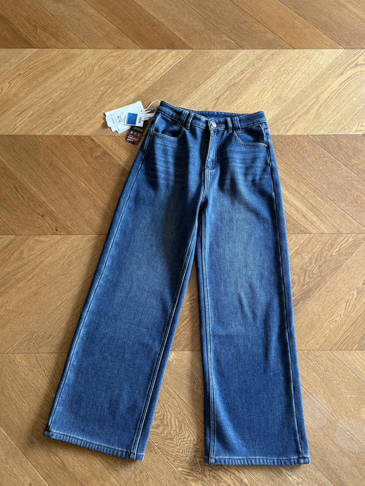 25秋冬--1条过冬+厚绒长腿抗风直筒牛仔裤【包邮+三天无理由退换】 商品图7