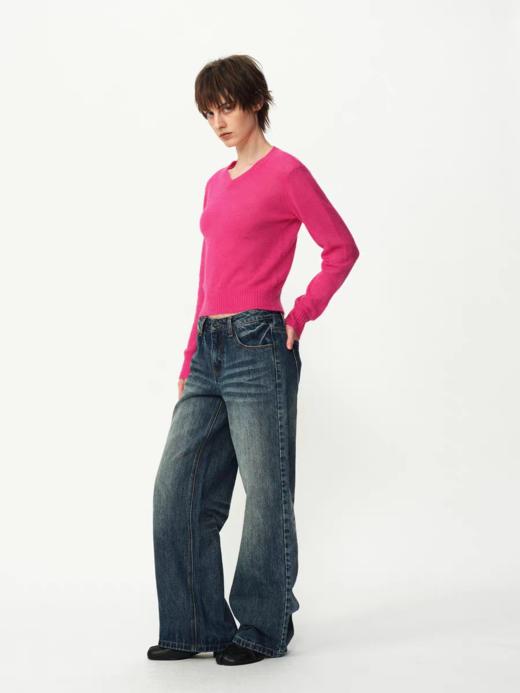 Evistub girls/E-5DCK1415/复古竹节猫须做旧牛仔裤 商品图1