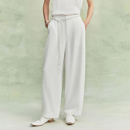 【林栖设计小店】（现货）醋纤镰刀裤子复古百搭气质宽松显瘦2026早春新款阔腿裤女1961109 商品图1