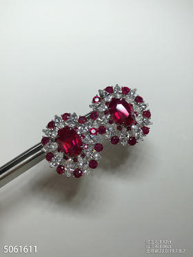 红宝石钻石耳钉，3.12ct/3.06ct【5061611】具体价格微信咨询