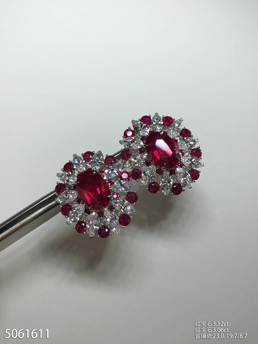 红宝石钻石耳钉，3.12ct/3.06ct【5061611】具体价格微信咨询 商品图0