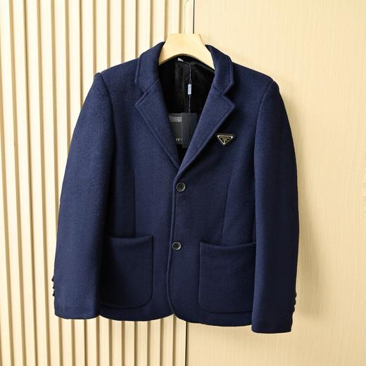 谱拉达PRADA2025秋冬季三角标商务休闲羊毛呢西服外套 商品图1