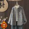 C063-6222长袖夹棉加厚格子冬季衬衫新款宽松显瘦复古休闲上衣文艺双层衬衣 商品缩略图1