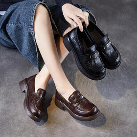 ZM258570真皮轻奢女鞋2025秋季新款软底乐福鞋英伦风小皮鞋一脚蹬厚底单鞋