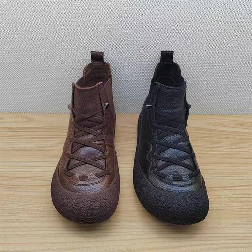 豪行冬季新款24468010复古真皮休闲女短靴软底软面女单靴平底防滑 商品图0