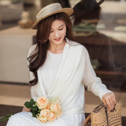 【林栖设计小店】（现货）马海毛毛织上衣新中式复古珠片2026早春新款长袖毛衣女1961045 商品图0