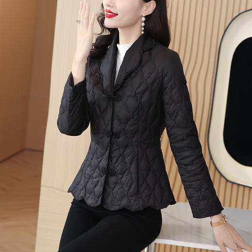 AHM xwf8641新中式盘扣棉服薄显瘦西装领外套 商品图2