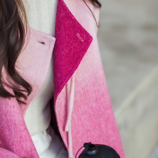 【林栖设计小店】（现货紧俏）绵羊毛双面呢紫色粉色国风新中式显瘦2025秋冬新款短款外套女T1954261 商品图9