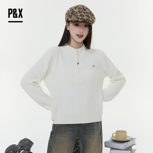 P&X设计师女装2025冬季内搭打底衫针织衫毛衫毛衣825418181 杏色 商品图3