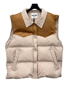 女款尼龙拼接羽绒棉马甲zh017